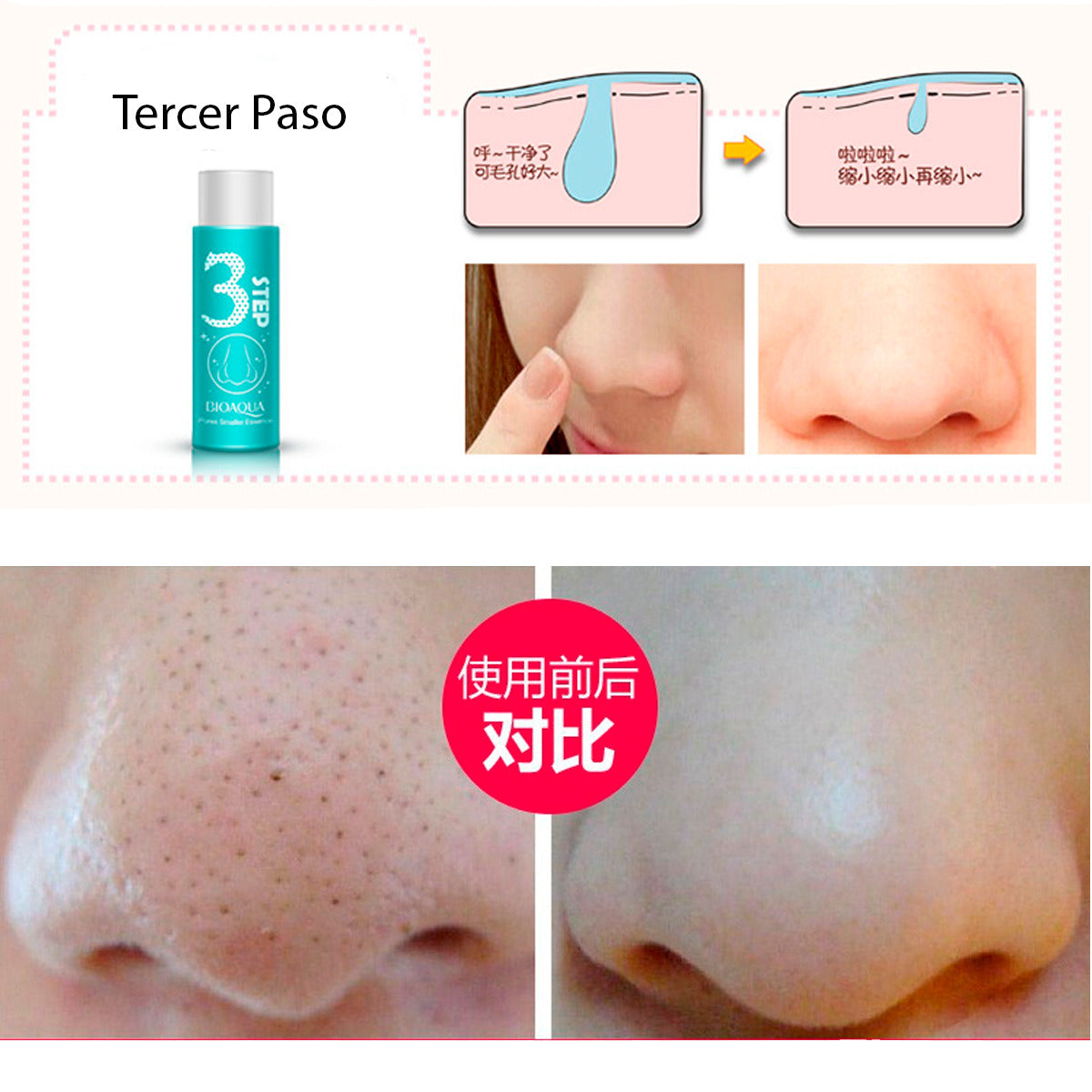 Mascarilla 3 Pasos Puntos Negros, Granos Y Espinillas de la Nariz