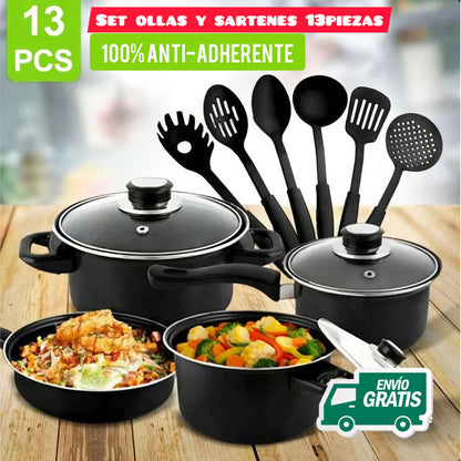 Set de Ollas, Salten y Utensilios de 13 Piezas😍