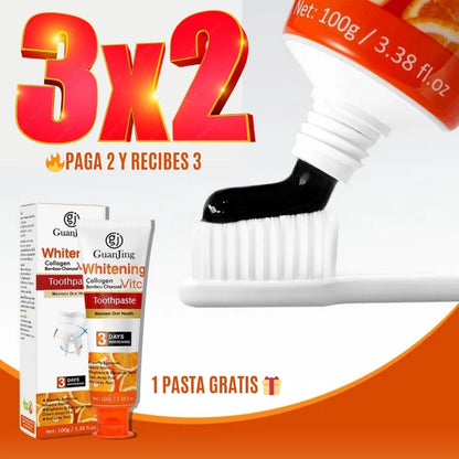 PASTA DENTAL BLANQUEADORA COLAGENO + VITAMINA C. 3 X 2 🎁